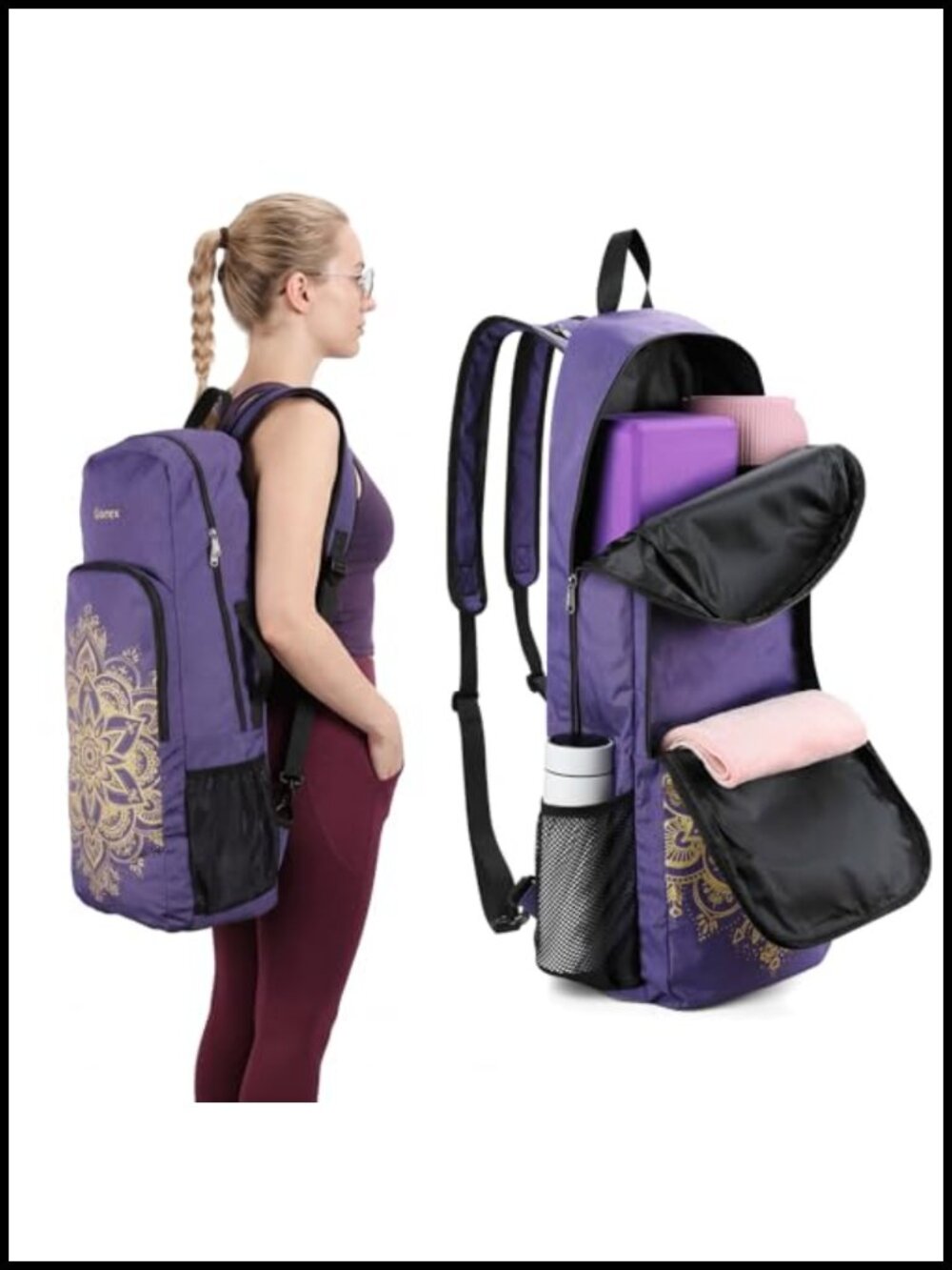 Yoga Mat Bag Convertible Backpack 600D Polyester Water-Resistant Gym Travel